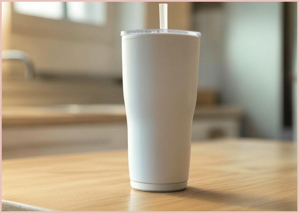 FECBK 손잡이 차량용 스트로우 스테인리스 스틸 텀블러 + 뚜껑 2개입, 1개, 화이트, 1200ml