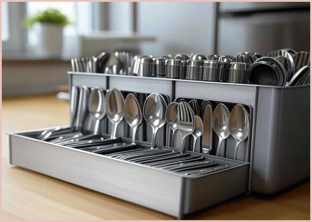 LA DERIVE 길이조절 수저정리함 서랍트레이 다용도정리함 서랍트레이 주방트레이 서랍정리함 주방수저정리함 - 이미지 1