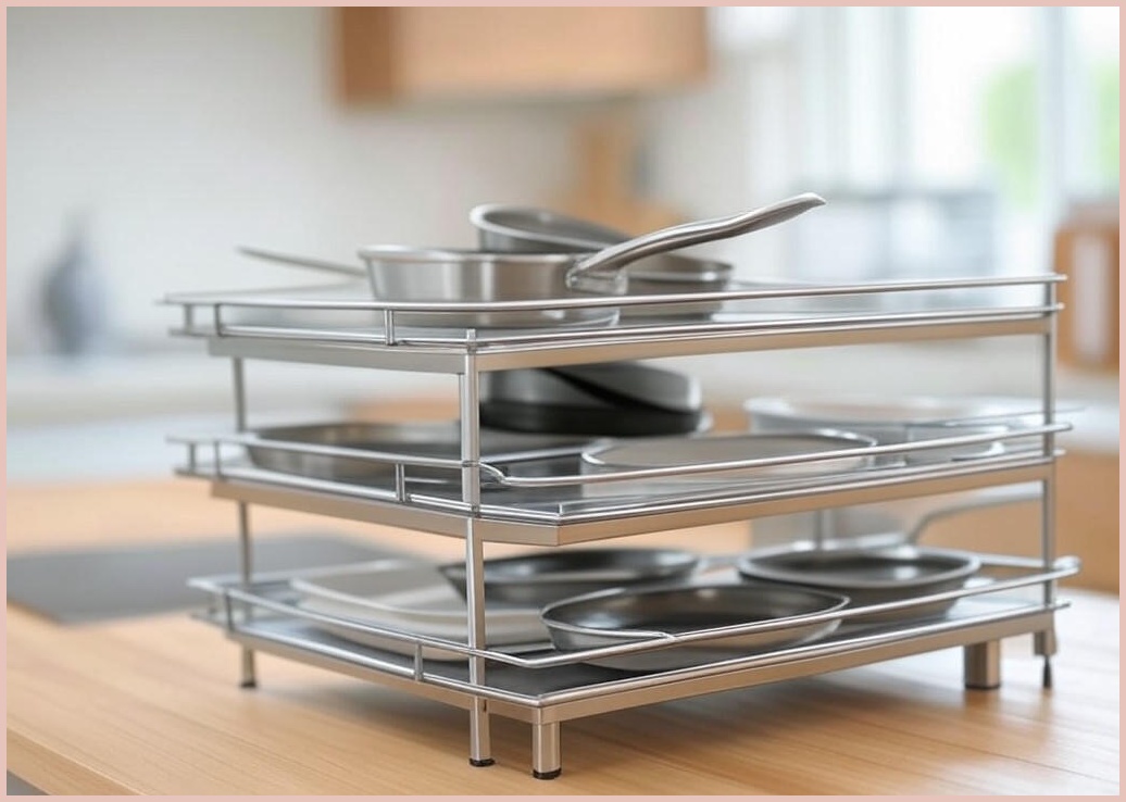 OMBRY 1+1 주방 확장형 후라이팬 정리대 간격 조절 접시 그릇 수납 선반