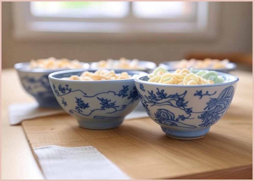 ZOZOFO 도자기 식기 파스타볼 예쁜접시 4p, 청화자기, A+B+C+D, 4개