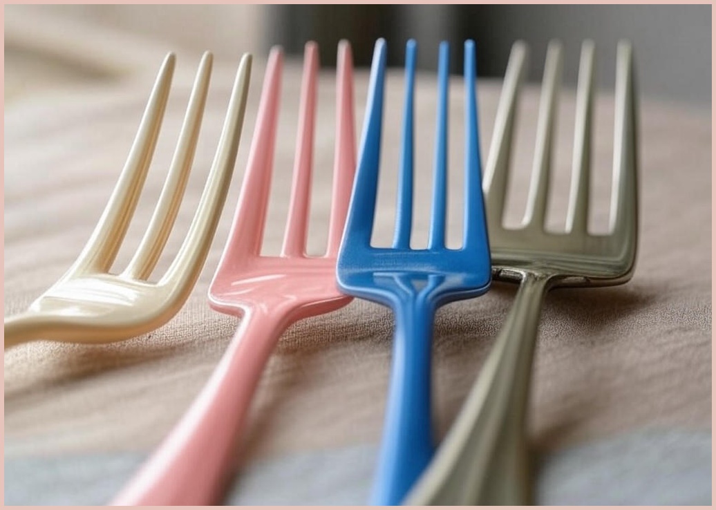 라온누리 식세기 가능한 델라 올스텐 컬러 포크, 아이보리, 피치핑크, 블루그레이, 블루그린, 4개