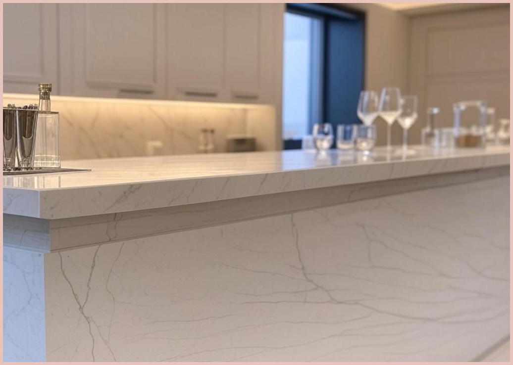 모던탑21 기본형 대리석 1000 홈바, 바이컬화이트 - 이미지 1