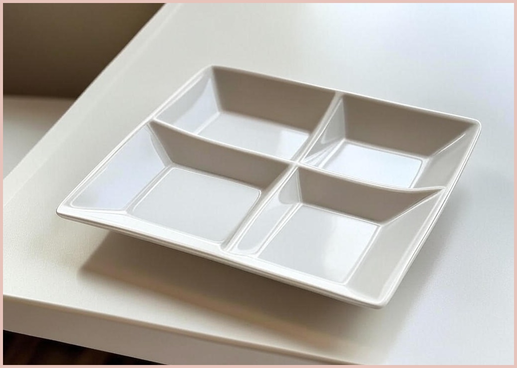 심플아이콘 모던 정사각 4절 나눔접시 대