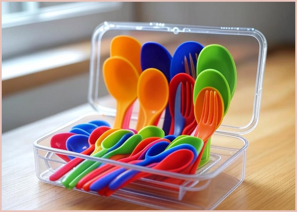 에디슨 유아 실리콘 스푼 포크 케이스 세트