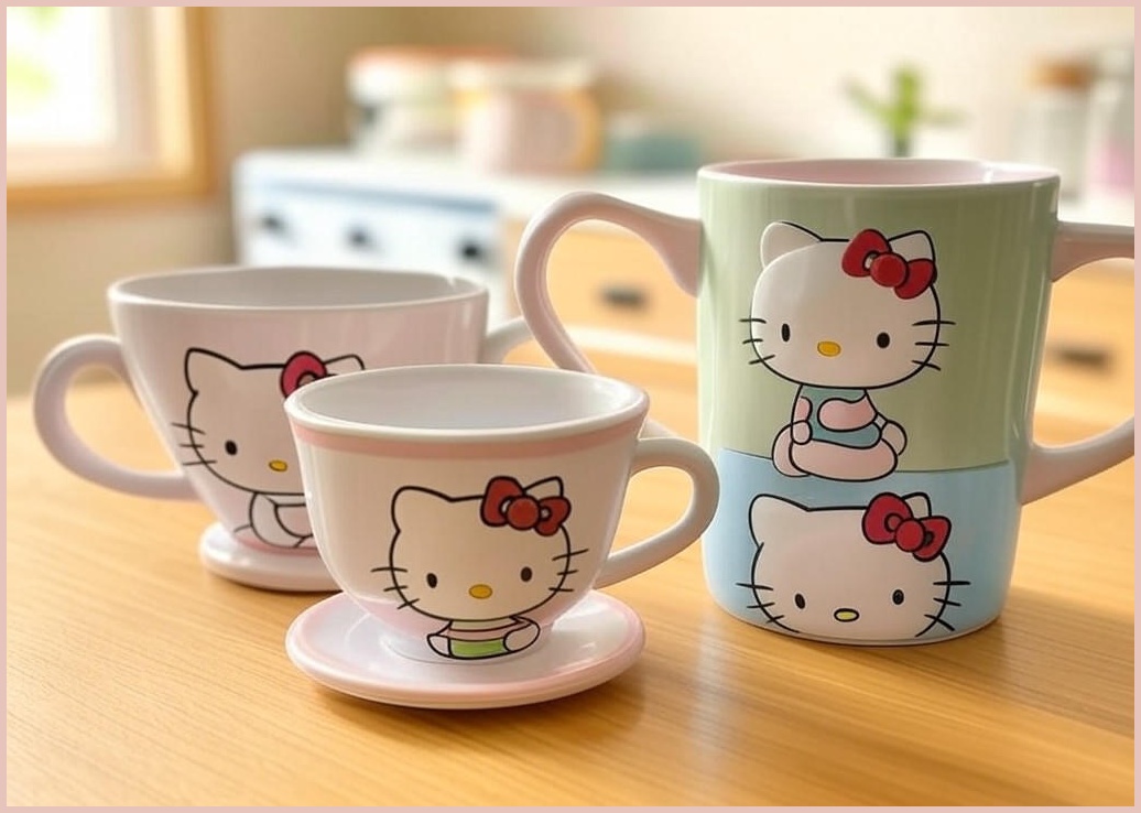 우허 헬로 키티 식기 4종 세트 - 이미지 1