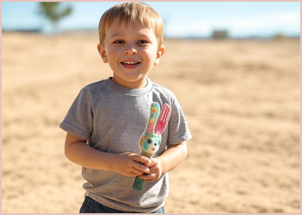 윌리브 아동용 토끼 고양이 샌딩 포크 - 이미지 1