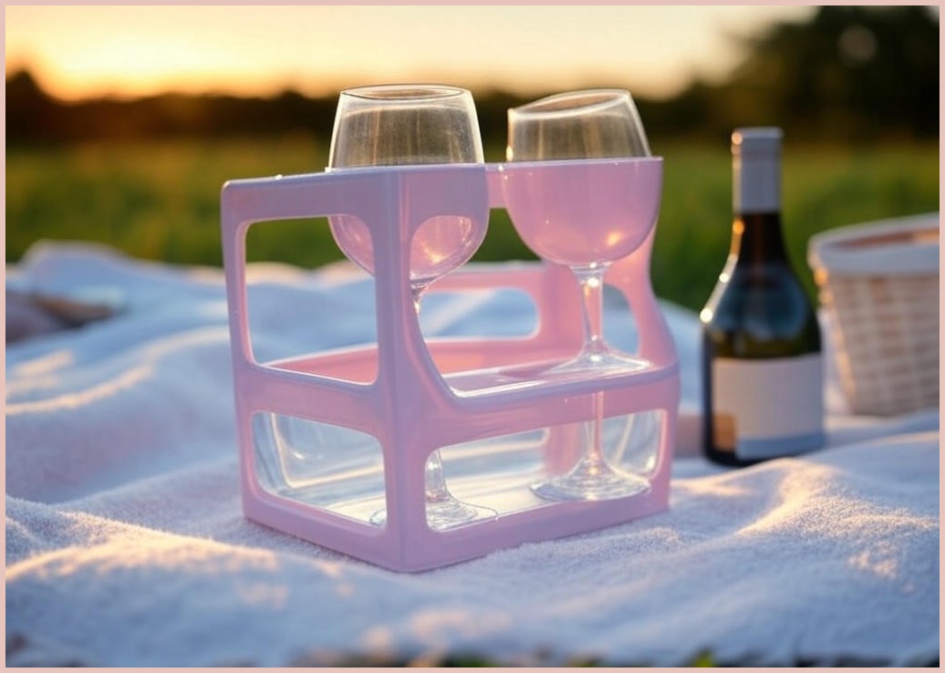 파스텔로 최고급 오로라 와인잔 2P 캐리어 포함 피크닉 캠핑, 1세트, 550ml